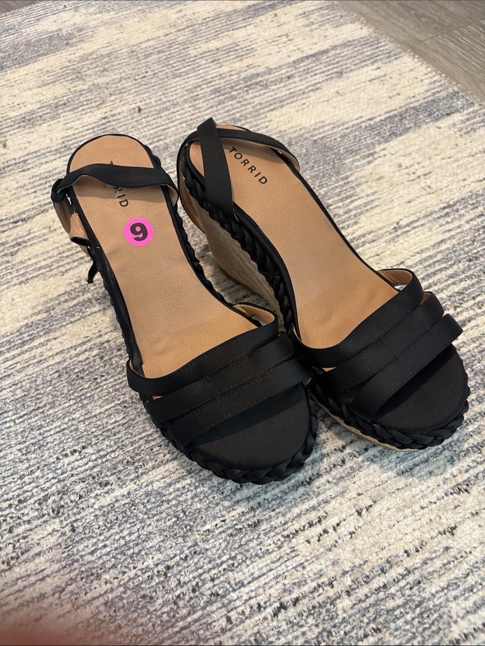 torrid Black Braided Wedge Sandals